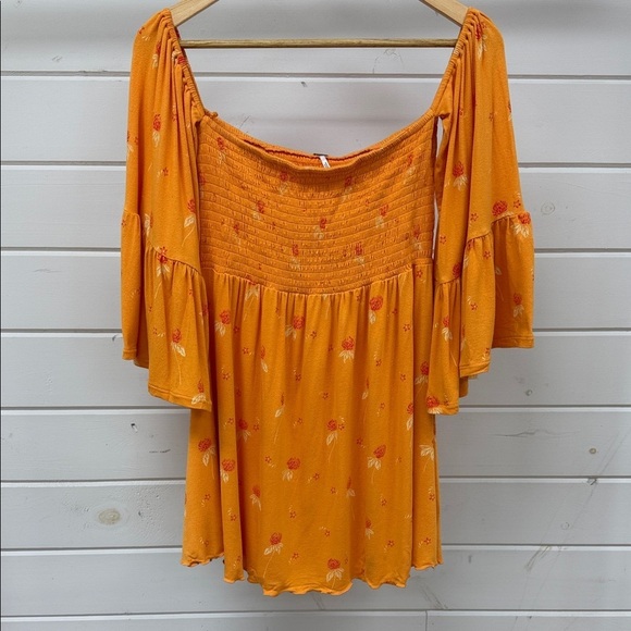 Free People Lana Floral Off-Shoulder Top in Orange Medium - Picture 3 of 11